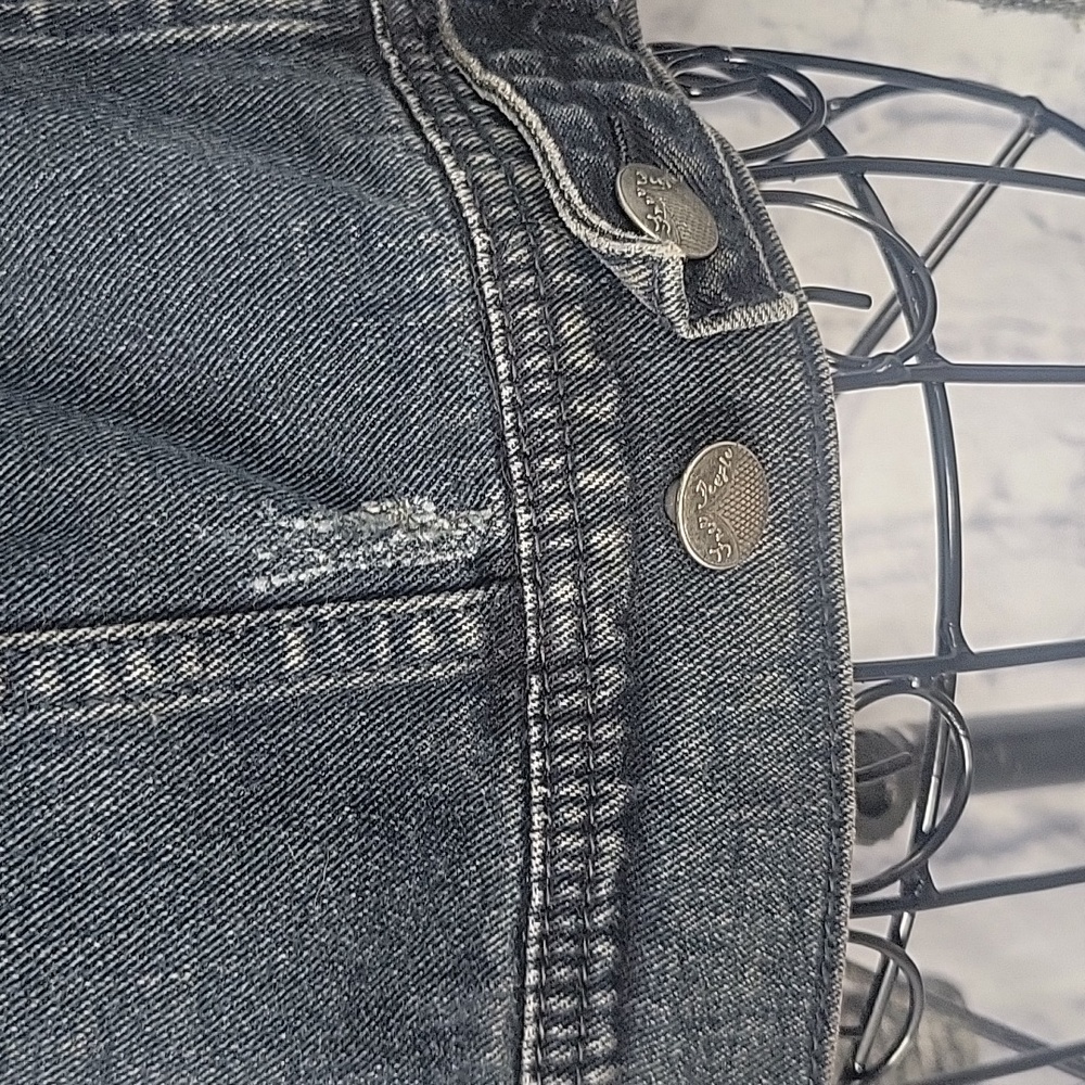 Free People Black Denim Mixed‎ Media Short Hoodie Jacket Small - Picture 10 of 11